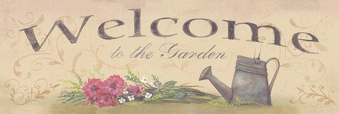 Welcome to the Garden Black Ornate Wood Framed Art Print with Double Matting by Britton, Pam