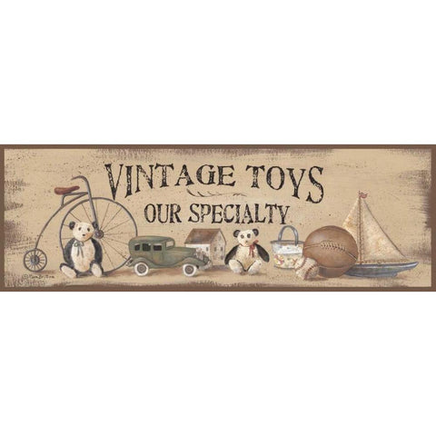 Antique Toys Black Modern Wood Framed Art Print by Britton, Pam