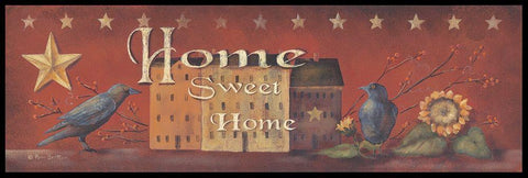 Home Sweet Home Black Ornate Wood Framed Art Print with Double Matting by Britton, Pam