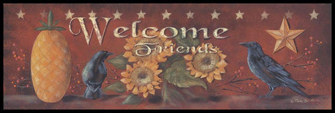 Welcome Friends  Black Ornate Wood Framed Art Print with Double Matting by Britton, Pam