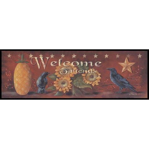 Welcome Friends  Gold Ornate Wood Framed Art Print with Double Matting by Britton, Pam