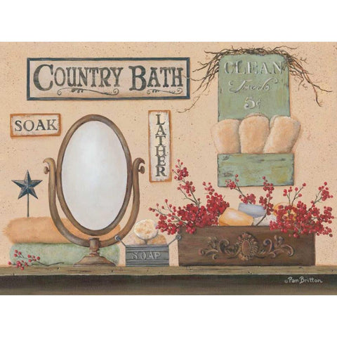 Country Bath Black Modern Wood Framed Art Print with Double Matting by Britton, Pam