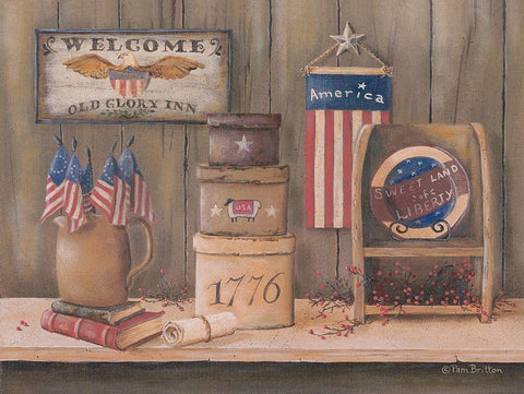 Sweet Land of Liberty Black Ornate Wood Framed Art Print with Double Matting by Britton, Pam