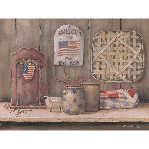 America Est. 1776 Black Modern Wood Framed Art Print with Double Matting by Britton, Pam