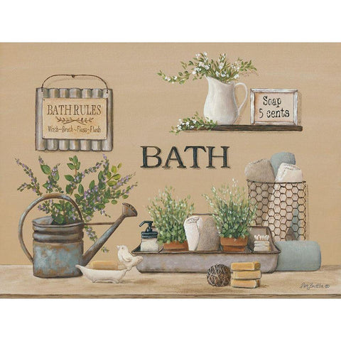 Farmhouse Bath II Gold Ornate Wood Framed Art Print with Double Matting by Britton, Pam