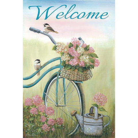 Old Bike Welcome Gold Ornate Wood Framed Art Print with Double Matting by Britton, Pam