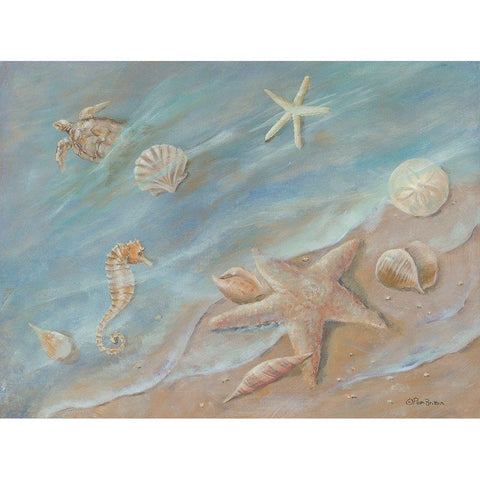 Seashore Star I White Modern Wood Framed Art Print by Britton, Pam