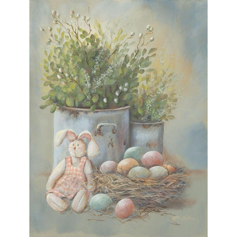 Rustic Easter Vignette Gold Ornate Wood Framed Art Print with Double Matting by Britton, Pam