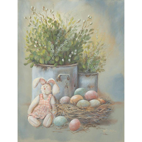 Rustic Easter Vignette White Modern Wood Framed Art Print by Britton, Pam