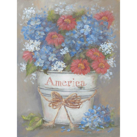 Rustic Red-White And Blue Gold Ornate Wood Framed Art Print with Double Matting by Britton, Pam