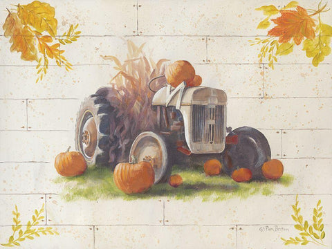 Harvest Tractor Black Ornate Wood Framed Art Print with Double Matting by Britton, Pam