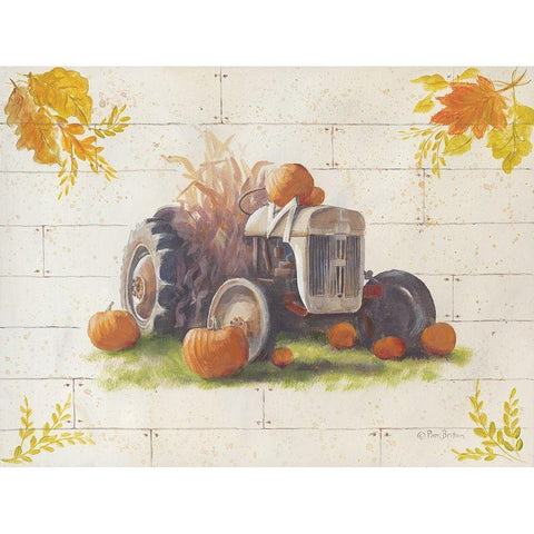 Harvest Tractor Black Modern Wood Framed Art Print with Double Matting by Britton, Pam