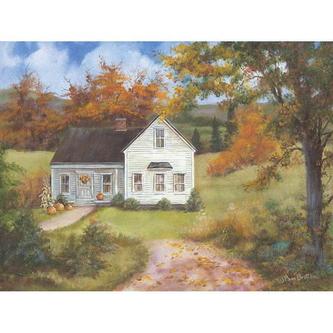 Fall in the Country Gold Ornate Wood Framed Art Print with Double Matting by Britton, Pam