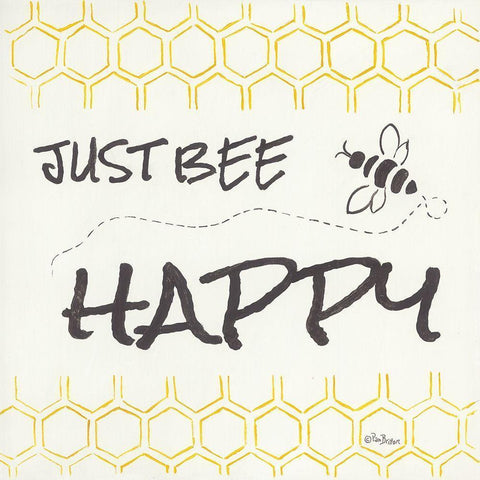 Just Bee Happy Black Ornate Wood Framed Art Print with Double Matting by Britton, Pam