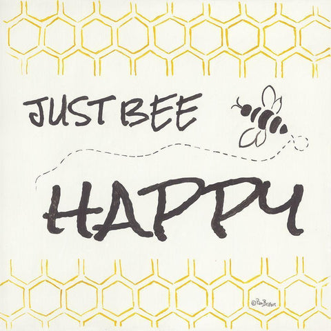 Just Bee Happy Black Modern Wood Framed Art Print with Double Matting by Britton, Pam