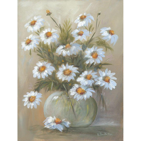 Bowl of Daisies Gold Ornate Wood Framed Art Print with Double Matting by Britton, Pam