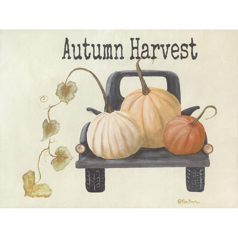 Autumn Harvest Truck Black Modern Wood Framed Art Print with Double Matting by Britton, Pam