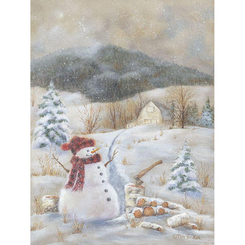 Snowy Day Fun Gold Ornate Wood Framed Art Print with Double Matting by Britton, Pam