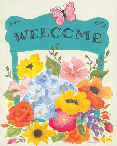 Bunches of Welcome Black Ornate Wood Framed Art Print with Double Matting by Britton, Pam