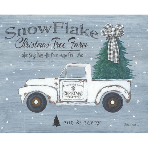 Snowflake Christmas Tree Farm Gold Ornate Wood Framed Art Print with Double Matting by Britton, Pam