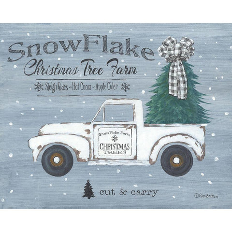 Snowflake Christmas Tree Farm Black Modern Wood Framed Art Print by Britton, Pam