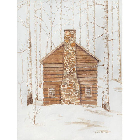 Wintery Cabin Gold Ornate Wood Framed Art Print with Double Matting by Britton, Pam
