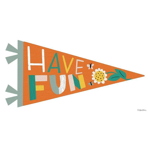 Have Fun Pennant White Modern Wood Framed Art Print by Lady Louise Designs