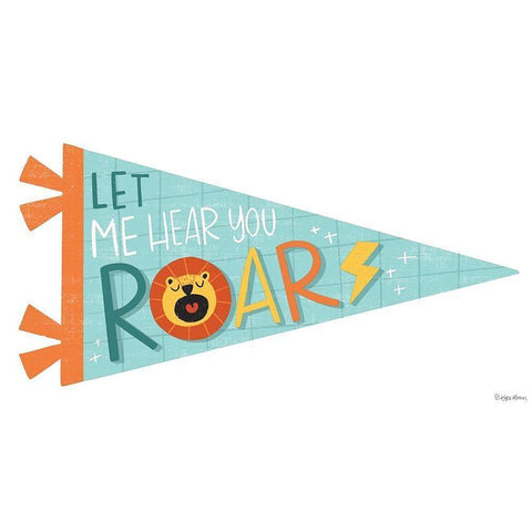 Roar Pennant Black Modern Wood Framed Art Print by Lady Louise Designs