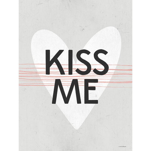 Kiss Me White Modern Wood Framed Art Print by Lady Louise Designs