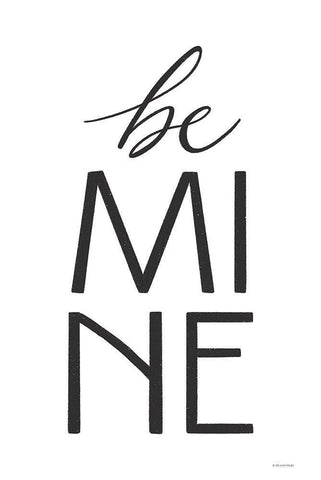 Be Mine White Modern Wood Framed Art Print with Double Matting by Lady Louise Designs