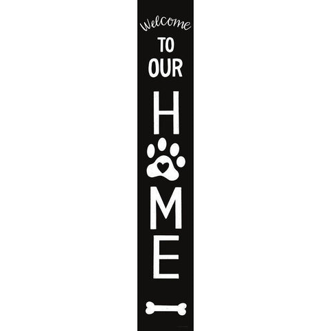 Pet Welcome to Our Home White Modern Wood Framed Art Print by Lady Louise Designs