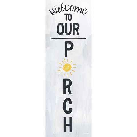 Welcome to Our Porch Black Modern Wood Framed Art Print by Lady Louise Designs