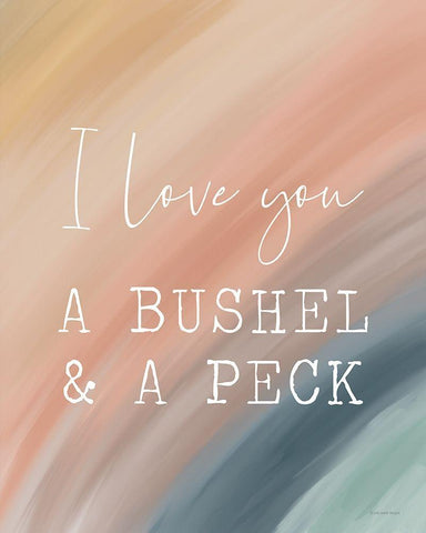 Rainbow I Love You a Bushel And a Peck White Modern Wood Framed Art Print with Double Matting by Lady Louise Designs