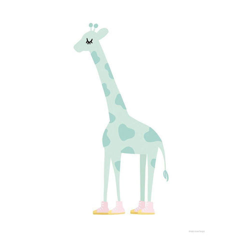 Giraffe White Modern Wood Framed Art Print by Lady Louise Designs