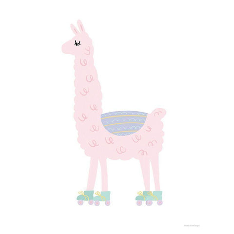 Llama White Modern Wood Framed Art Print by Lady Louise Designs