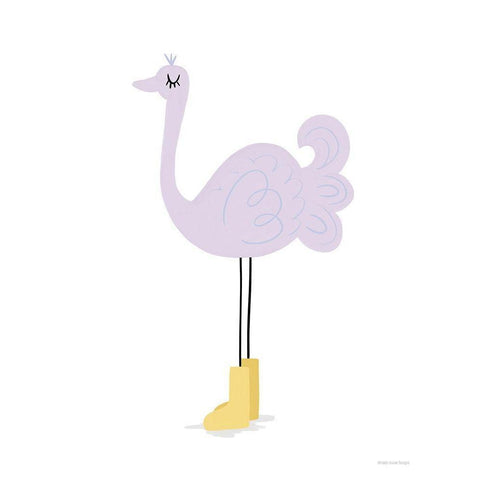 Ostrich Black Modern Wood Framed Art Print by Lady Louise Designs