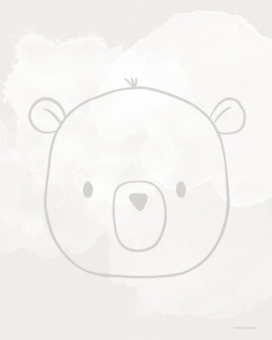 Soft Bear White Modern Wood Framed Art Print with Double Matting by Lady Louise Designs