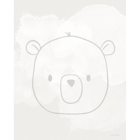 Soft Bear Black Modern Wood Framed Art Print with Double Matting by Lady Louise Designs