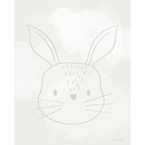 Soft Rabbit Black Modern Wood Framed Art Print by Lady Louise Designs