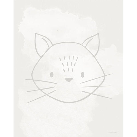 Soft Cat White Modern Wood Framed Art Print by Lady Louise Designs