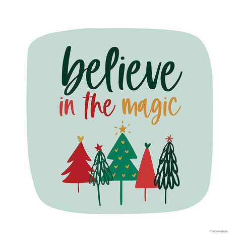 Believe in the Magic White Modern Wood Framed Art Print by Lady Louise Designs