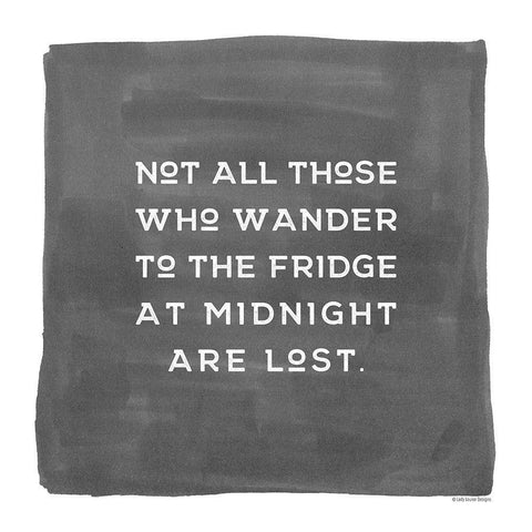 Midnight Fridge Visit White Modern Wood Framed Art Print with Double Matting by Lady Louise Designs