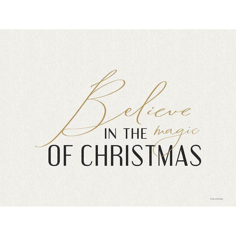 Believe in the Magic of Christmas Gold Ornate Wood Framed Art Print with Double Matting by Lady Louise Designs