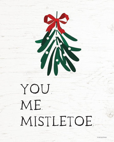 You-Me-Mistletoe White Modern Wood Framed Art Print with Double Matting by Lady Louise Designs