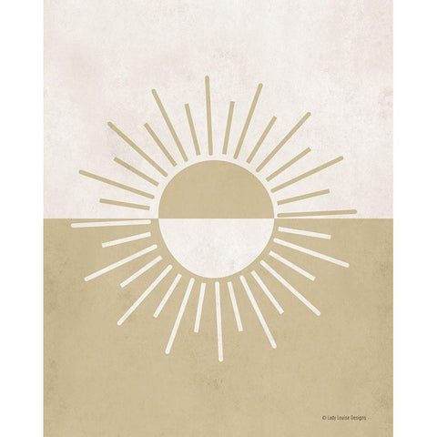 Neutral Nursery Half Sun     White Modern Wood Framed Art Print by Lady Louise Designs