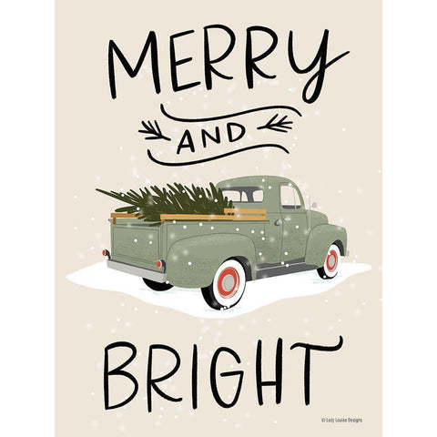 Merry Truck Black Modern Wood Framed Art Print with Double Matting by Lady Louise Designs