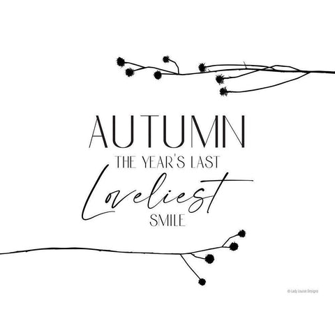 Autumn Smile White Modern Wood Framed Art Print by Lady Louise Designs
