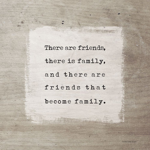 Friends Become Family White Modern Wood Framed Art Print with Double Matting by Lady Louise Designs