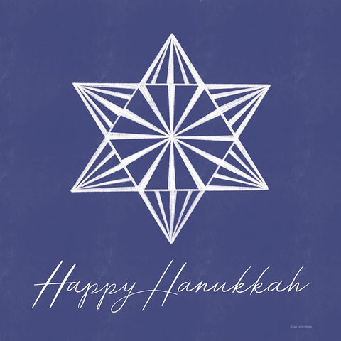 Happy Hanukkah Star Black Modern Wood Framed Art Print by Lady Louise Designs