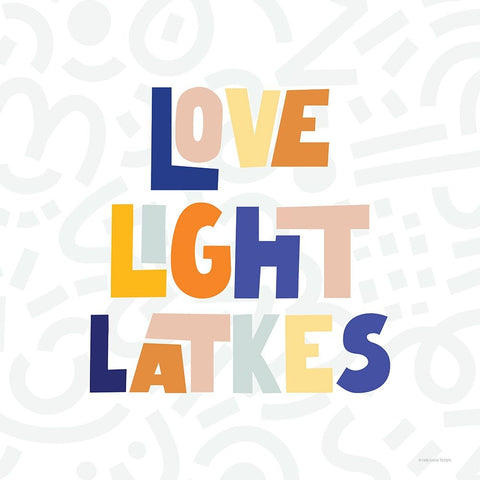 Love, Light Latkes White Modern Wood Framed Art Print with Double Matting by Lady Louise Designs